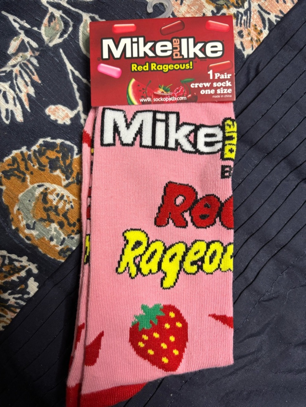 Red Rageous Pink Crew Socks
